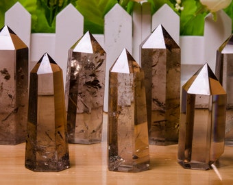 Wholesale Smoky Quartz Tower Rare Beautiful Natural Crystal Smoky Crystal Polished Beads Clear Smoky Quartz Point  Love Quartz Gift For Her