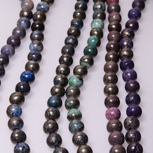 Full Strand dyed Chalcopyrite Natural Stone Points/Beads Polished Round Beads Wholesale for Jewelry Making-Decor(dyed beads)