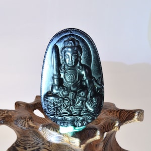 Obsidian Amulet,Manjushri Amulet,God&#39;s Amulet Pendant,Gift for Family,61*40*13mm,41g