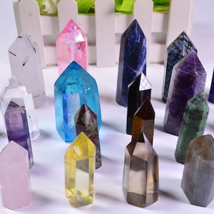 22 crystal towers, various colors,quartz obelisk,tiny towers,rose,lapis lazuli,amethyst,aura pink,citrine,fluorite,30~60mm,crystal