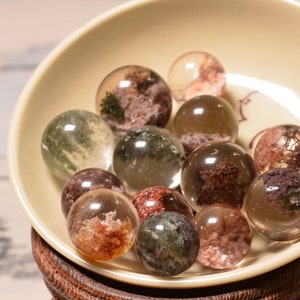 Natural Phantom Crystal Quartz Spheres,Garden Quartz balls,Small Quartz Sphere for Jewelry Making,Pendant（Provide hole making service）