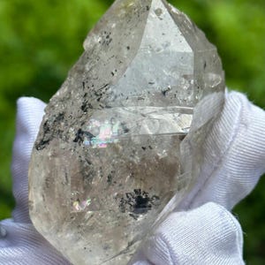Herkimer Diamond Quartz/118g Double Terminated Crystal/Carbon Included/Record-keeper Crystal/Rainbow Quartz/65*37*37mm Healing Lucky Crystal