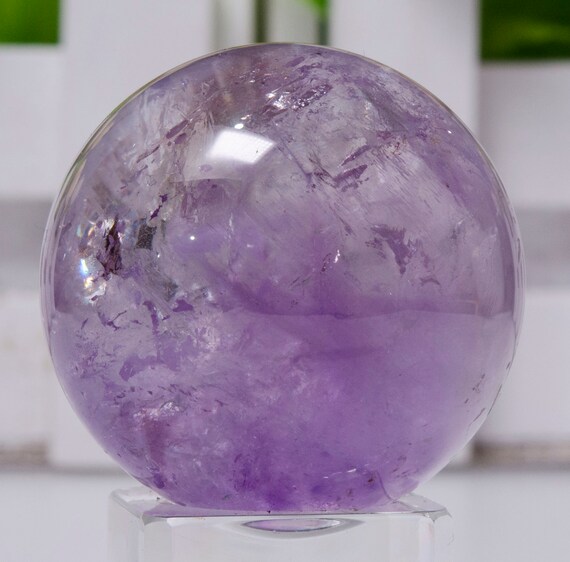38 Mm Rare Clear Rainbow Amethyst Sphere Purple Quartz Ball | Etsy
