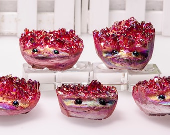 Wholesale Clear Crystal Cluster Hedgehog Carving Red Hedgehog Raw Clear Quartz Geode Toy Gift For Kids Decor Collection Home&Living
