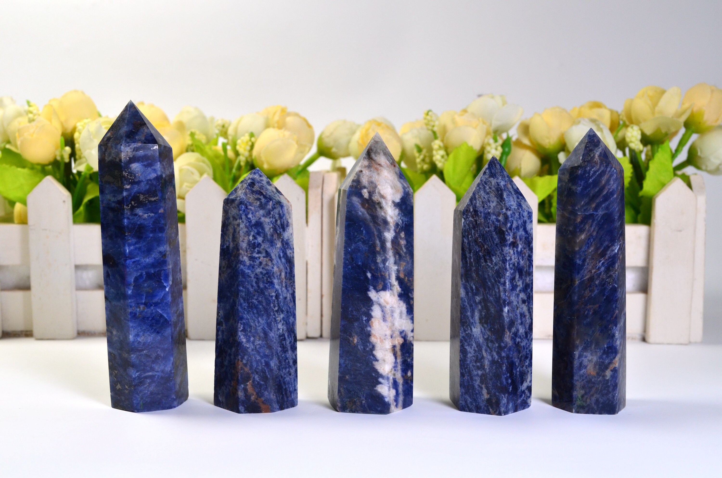 Wholesale Natural Blue Sodalite Towers,Sodalite Quartz Points,Blue-vein Stone,Quartz Obelisk,Healing Crystals,Meditation Crystal,Ajna Chakra