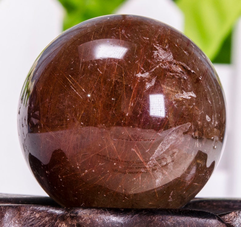 35 Mm Golden Rutilated Quartz Sphere Red Rutilated Crystal Etsy