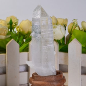 Natural Clear Lemurian Quartz/Natural Vogel Crystal Wand/Double Terminated Quartz Point/Healing Crystal Specimen/88*21*26mm/72g/Meditation