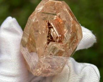 34g Pakistani Yellow Mud Skeleton Crystal/Fenster Quartz/Window Crystal/Healing Crystal/Meditation/Chakra/52*20*23mm Cornucopia Quartz
