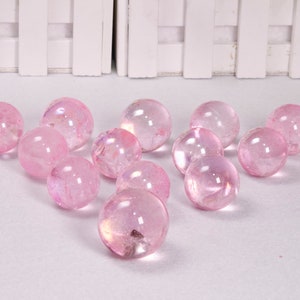 Wholesale Clear Aura Crystal Sphere Pink Quartz Beautiful Natural Gemstone Round Crystal Beads/Jewelry Making/Collection/Decor