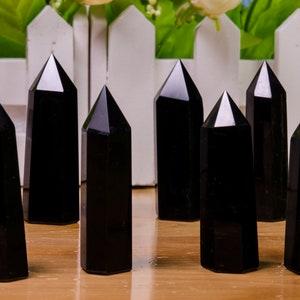 Wholesale Black Obsidian Tower Rare Beautiful Natural Gemstone Black Stone Polished Points Black Obsidian Points Luck Gift