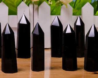 Wholesale Black Obsidian Tower Rare Beautiful Natural Gemstone Black Stone Polished Points Black Obsidian Points Luck Gift