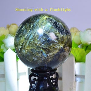 Natural Shiny Labradorite Sphere,2.76inches Diameter,Blue Light Labradorite Ball,Meditation Crystal Sphere,Divination ball,Christmas 477g