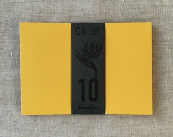 10 envelopes, envelope, envelope, natural paper, blank, golden amber, amber yellow