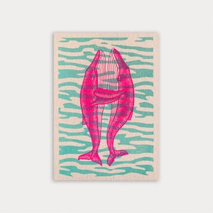 Postal / Ballenas azules / Tinte vegetal