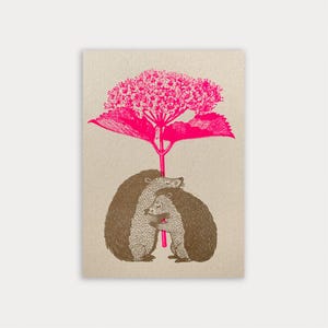 Postkarte / Igel mit Blume / Ökopapier