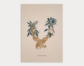 Postcard / Happy Holidays / Eco-friendly Paper / Vegetable Dye