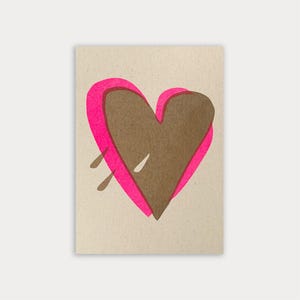 Postkarte / Herz mit Tropfen / Risographie