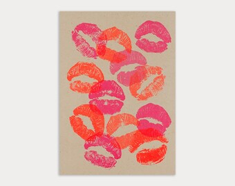 Postcard / Kisses / Eco Paper / Plant Paint