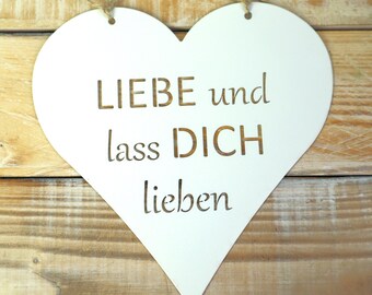 Deko Schild Herz mit Spruch Liebe