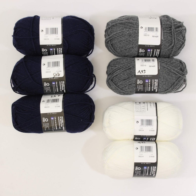 2.41 EURpcs package wool knitting yarn Bravo Originals white dark blue grey 7x50gr Schachenmayr