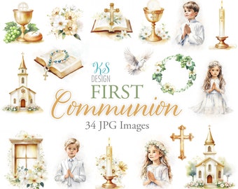 Watercolor First Communion printable graphics