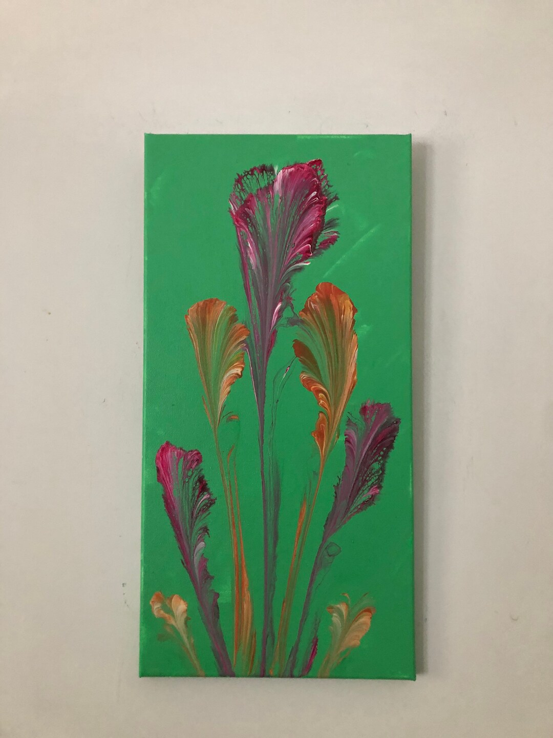 10” X 20” Abstract String Pull Acrylic Pour Painting - “tropical” - Etsy