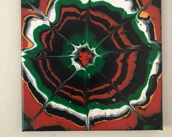 Dipinto acrilico astratto ispirato ad Halloween da 8" x 8" - Web