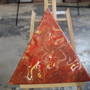 Orange Sacral Chakra - Abstract Acrylic Pour Painting on Triangle Canvas