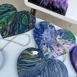 Assorted Pour Painted Wooden Heart Wall Decor