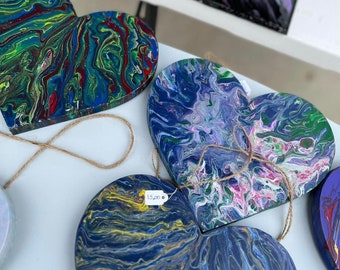 Assorted Pour Painted Wooden Heart Wall Decor