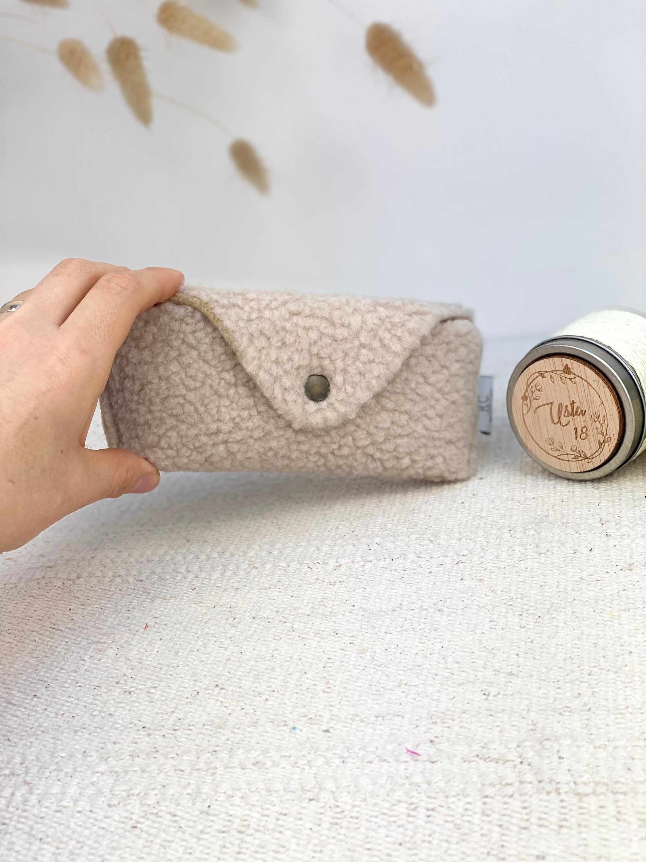 Glasses case, Fluffy case, Glasses case made of teddy fabric, Copper color, Beige case, Glasses case teddy fur, Leopard, Leopard/Teddy, Leopard, Teddy look
