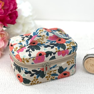 Trousse de toilette, trousse de beauté, trousse à cosmétiques, taille S, petite trousse à cosmétiques, boîte, cadeau pour femme, imprimé floral Rifle Paper Co