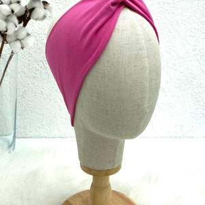 Faixa de cabelo, faixa de cabeça, faixa de cabeça, faixa de cabelo turbante, faixa com nó, rosa, algodão orgânico, acessórios, acessórios de cabelo