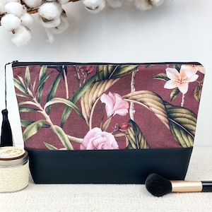 Cosmetic bag | Floral pattern | Makeup bag | Cosmetic bag for women | Faux leather |