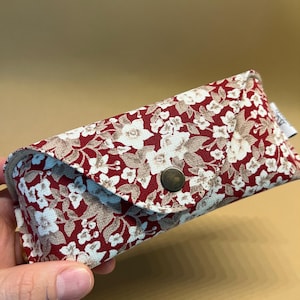 Étui à lunettes, étui à lunettes de soleil, étui à lunettes à coque rigide, sac de protection, étui à lunettes de lecture, motif floral, cadeau, rouge foncé, rouge bordeaux