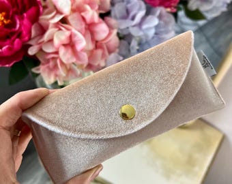 Glasses case, sunglasses case, powder color, velvet, hard shell glasses case, protective bag, reading glasses case, floral pattern, gift for her,