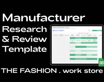 Fashion Manufacturer Research & Review Template - Google Sheets