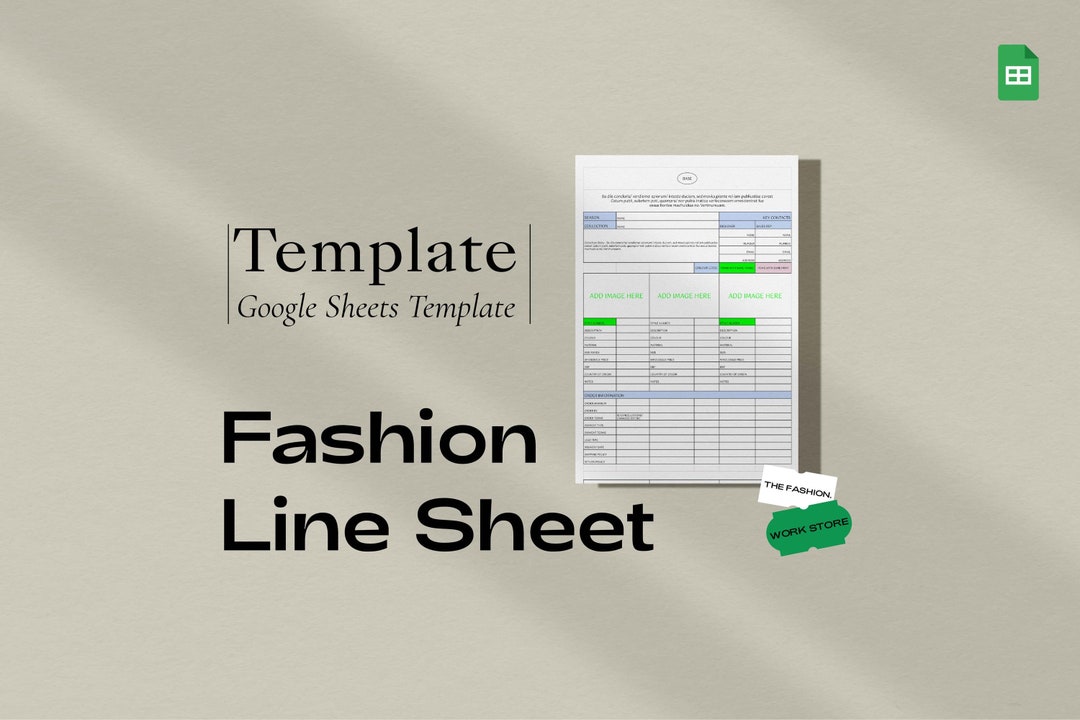 Fashion Line Sheet Template – Google Sheets Template - Etsy