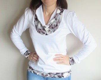 Shirt white with floral pattern Liliye