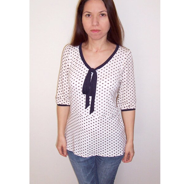 Dot blouse in cream, top, with dots, dots, "Emma"