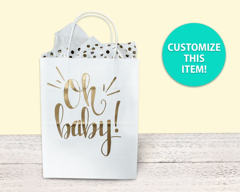 Custom gift bags White gift bags Baby Shower Wedding Etsy