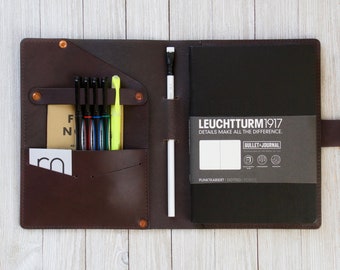 Handmade Leather A5 Notebook Cover: Leuchtturm1917, Rhodia