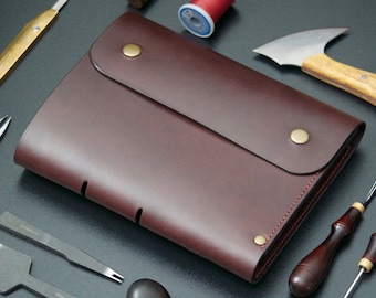 Hand Stitched A5 Leather Journal Cover: Full Grain Buttero, Handmade in USA