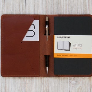 Handmade Full Grain Leather Notebook Cover: Moleskine, Field Notes