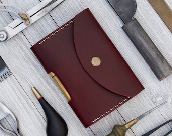 Funda de cuero para notas de campo, Moleskine, funda para diario/cartera con portabolígrafos