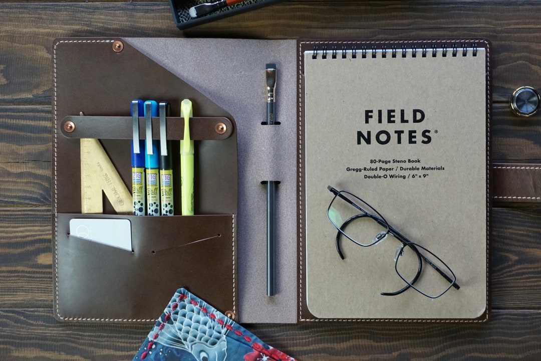 Personalized Steno Pad Cover Full Grain Vegetable Tanned Leather Cover