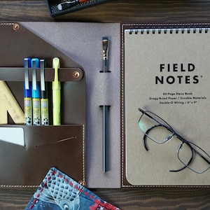 Personalized Full Grain Leather Steno Pad Cover - Handmade in TN