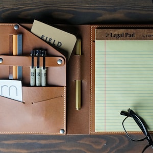 Personalized Leather Junior Legal Padfolio: Handmade Monogrammed Gift