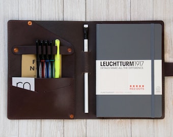 Leather Journal Cover For Leuchtturm1917 A5, Personalized Notebook Cover, Rhodia, Hardcover, Softcover, Volant, Cahier,