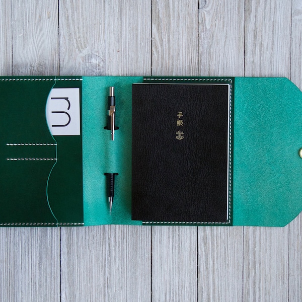 Handmade Leather A6 Notebook Cover: Hobonichi, Midori, Stalogy